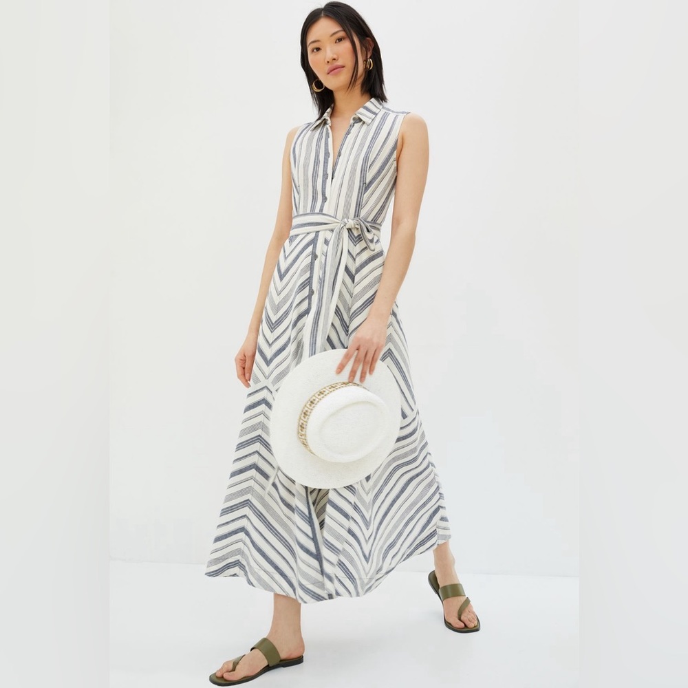 Maeve by Anthropologie- Becca striped maxi shirt dress